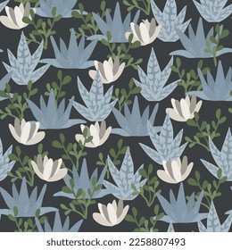 Seamless pattern with succulents. Print for textile, wallpaper, covers, surface. For fashion fabric. Vintage template for fashion prints.