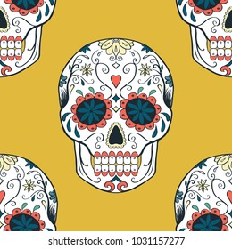 seamless pattern with sugar skull