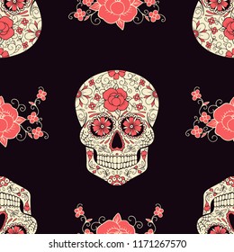 seamless pattern with sugar skull