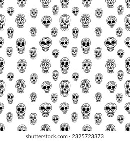 Seamless pattern with sugar skulls. Design element in vector.