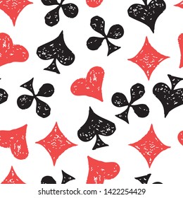 Seamless pattern of suit symbols of playing cards 