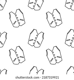 Seamless pattern with suit vest front view hand drawn doodle outline vector