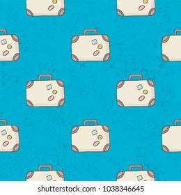 Seamless pattern suitcase background. Vintage vector illustration