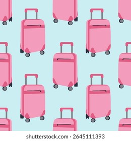 Seamless pattern of suitcases, bags, backpacks for travel in doodle style. Hand drawn luggage icons.