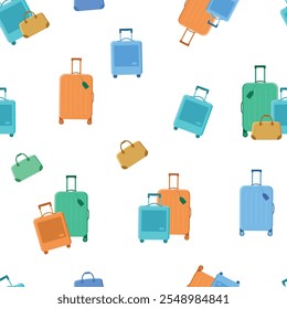 Seamless pattern suitcases in cartoon style