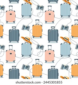 Seamless pattern with suitcases Hand drawn flat vector illustration Travel Concepts vector illustration
