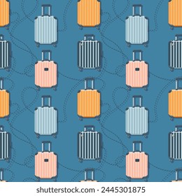 Seamless pattern with suitcases Hand drawn flat vector illustration Travel Concepts vector illustration
