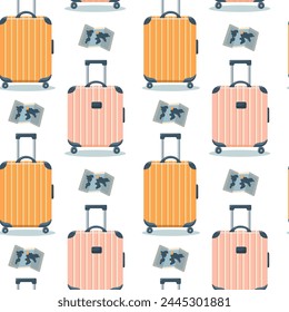 Seamless pattern with suitcases Hand drawn flat vector illustration Travel Concepts vector illustration

