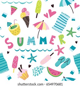 A seamless pattern with summer attributes for your design.