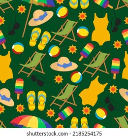 Seamless pattern summer with a background green 