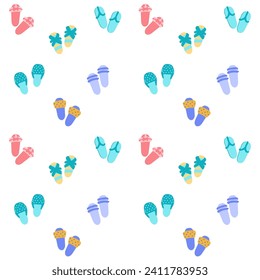 Seamless pattern with summer beach flip-flops