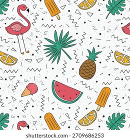 seamless pattern, summer beach holiday. doodle illustration
