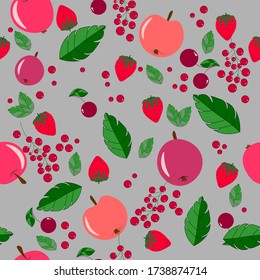 seamless pattern of summer berries and fruits