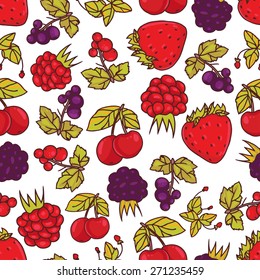 seamless pattern with summer berries, vector illustration