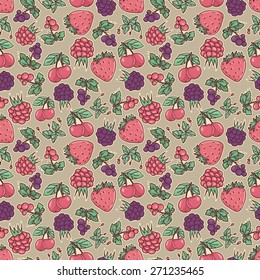 seamless pattern with summer berries, vector illustration
