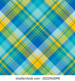 Patrón inmaculado en los colores azul y amarillo veraniego para macedonia, tela, textil, ropa, mantel y otras cosas. Imagen vectorial. 2