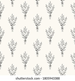 Seamless pattern with summer bouquet of flowers. Vector illustration.