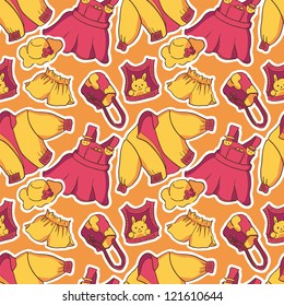 Seamless pattern - summer clothes for the little girl