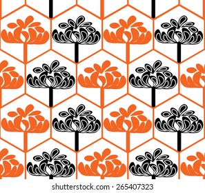 Seamless pattern summer colorful trees background in vector