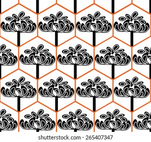 Seamless pattern summer colorful trees background in vector