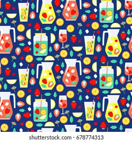 Seamless pattern with summer drinks. Vector illustration