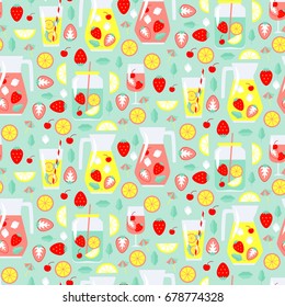 Seamless pattern with summer drinks. Vector illustration