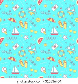 Seamless pattern with summer elements.