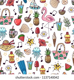 Seamless pattern with summer elements. Vector illustration