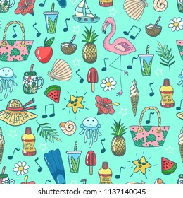 Seamless pattern with summer elements. Vector illustration