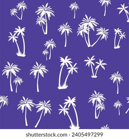 seamless pattern summer floral palm tree vector illustartion with perpal background