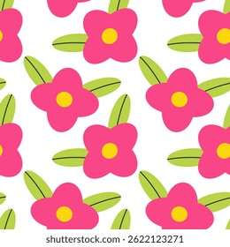 seamless pattern summer, flowers, bee, Bright Colorful background. Clean, bright design. Isolated.