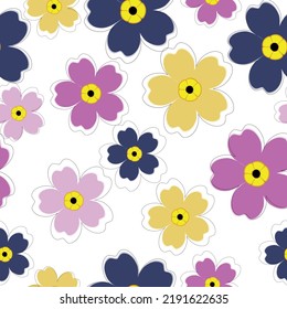 Seamless pattern with summer flowers.Watercolor vector painting.  Ditsy floral background. The elegant the template for fashion prints.