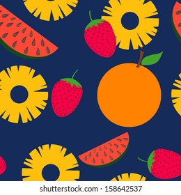 Seamless pattern with summer fruits
