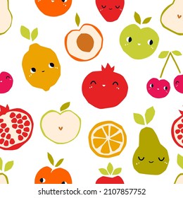 Seamless pattern with summer fruits. Cute children's modern style background