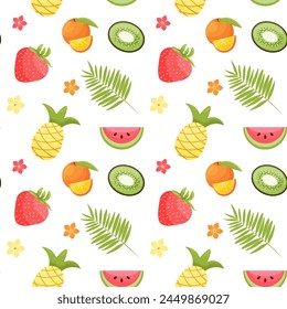 Seamless pattern with summer fruits . vector illustration