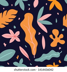 seamless pattern summer garden leaf isolated