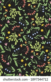 Seamless pattern with summer herbs. Vector graphics.
