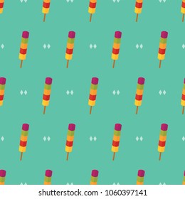 seamless pattern summer ice cream popsicle vector on green background. wallpaper textile giftwrap