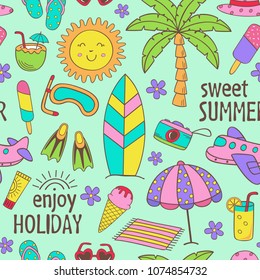 seamless pattern with summer icons - vector illustration, eps