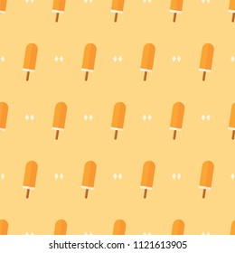 seamless pattern summer orange ice cream popsicle vector on yellow background wallpaper textile giftwrap