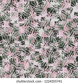 Seamless pattern. Summer paint. Camouflage style. Inclined quadrilateral figures. Editing is available.