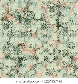 Seamless pattern. Summer paint. Camouflage style. Decorative ornament. Editing is available.