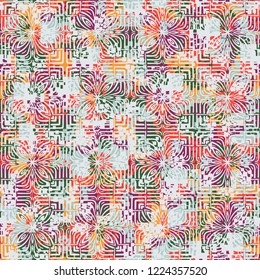 Seamless pattern. Summer paint. Camouflage style. Decorative ornament. Editing is available.