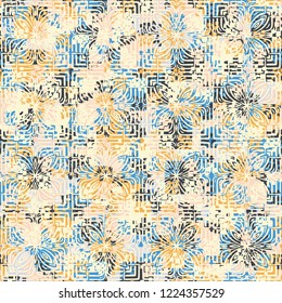 Seamless pattern. Summer paint. Camouflage style. Decorative ornament. Editing is available.