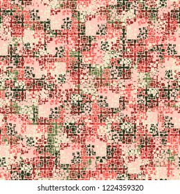 Seamless pattern. Summer paint. Camouflage style. Eight-pointed stars and squares. Editing is available.