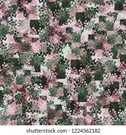 Seamless pattern. Summer paint. Camouflage style. Seven-pointed stars. Editing is available.