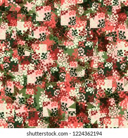 Seamless pattern. Summer paint. Camouflage style. Seven-pointed stars. Editing is available.