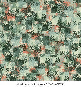 Seamless pattern. Summer paint. Camouflage style. Seven-pointed stars. Editing is available.