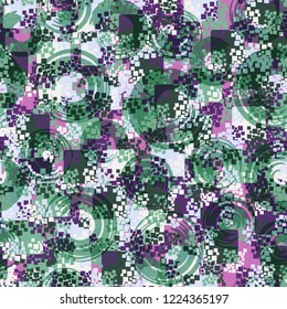 Seamless pattern. Summer paint. Camouflage style. Circles. Editing is available.