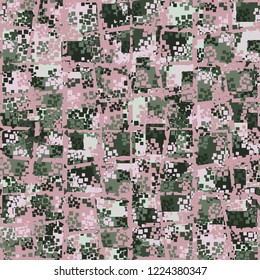 Seamless pattern. Summer paint. Camouflage style. Lattice of perforated lines. Editing is available.